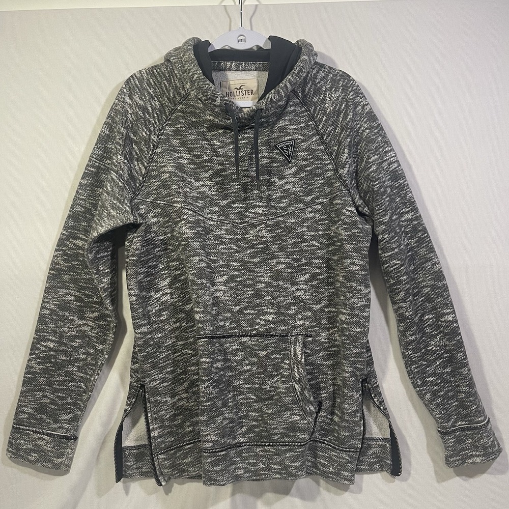 HOLLISTER SURF Side Zip Pullover Hoodie Gray/white Mens Size Medium